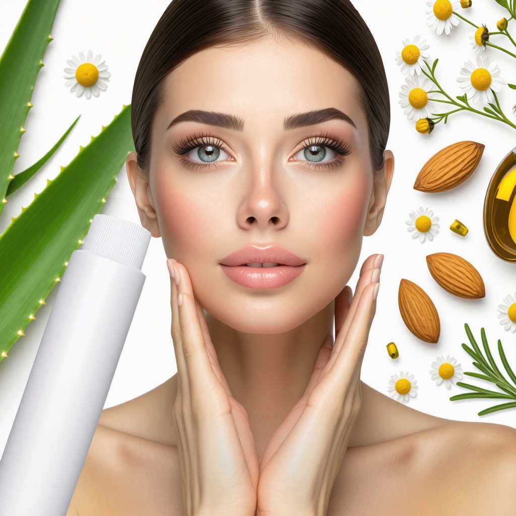 Close-up of skincare devices and natural ingredients for under-eye care synergy