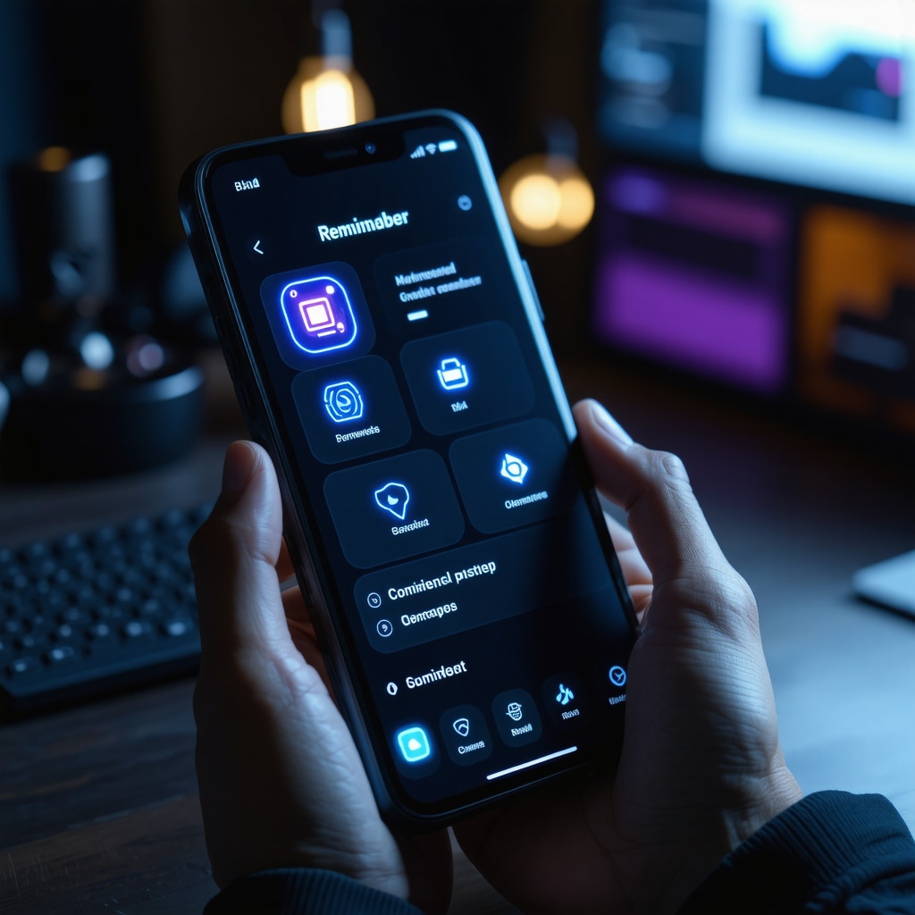 Smartphone screen displaying AI-powered contextual reminders and automation features