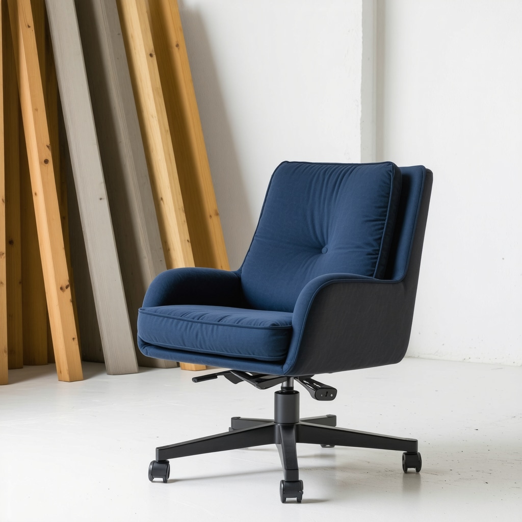 Ergonomic DIY chair with adjustable lumbar support and integrated USB ports in workshop
