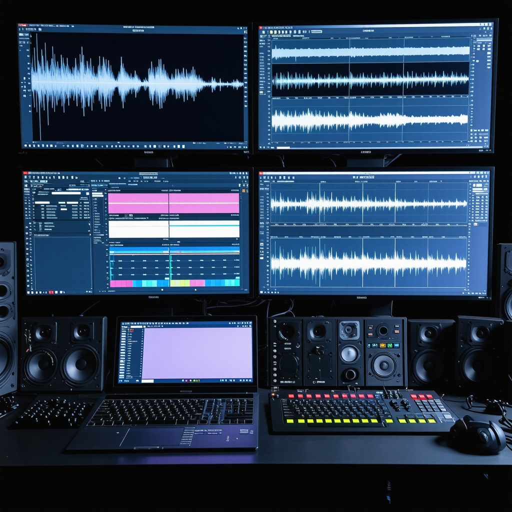 Studio sa višekanalnim audio montažama na ekranu i prostornom obradom zvuka