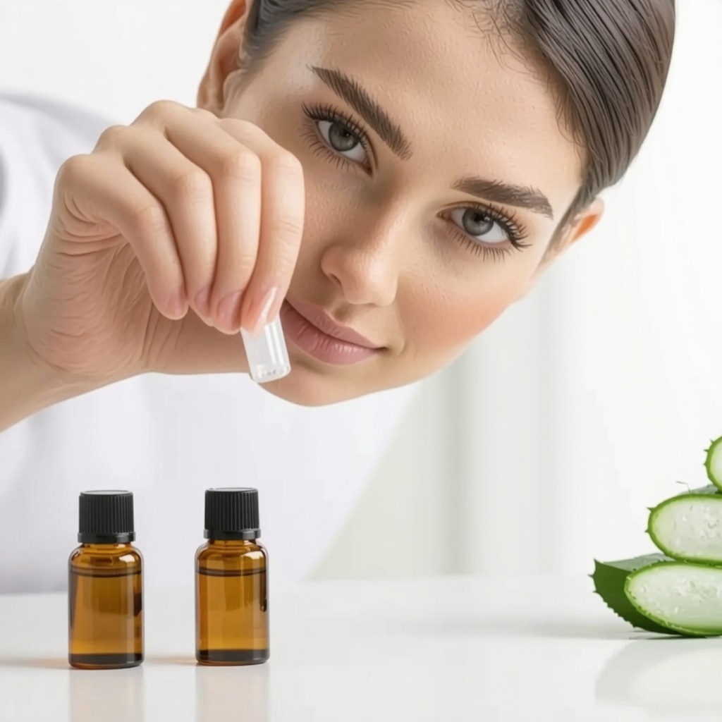Cosmetologist mixing natural nail polish remover ingredients in a salon environment