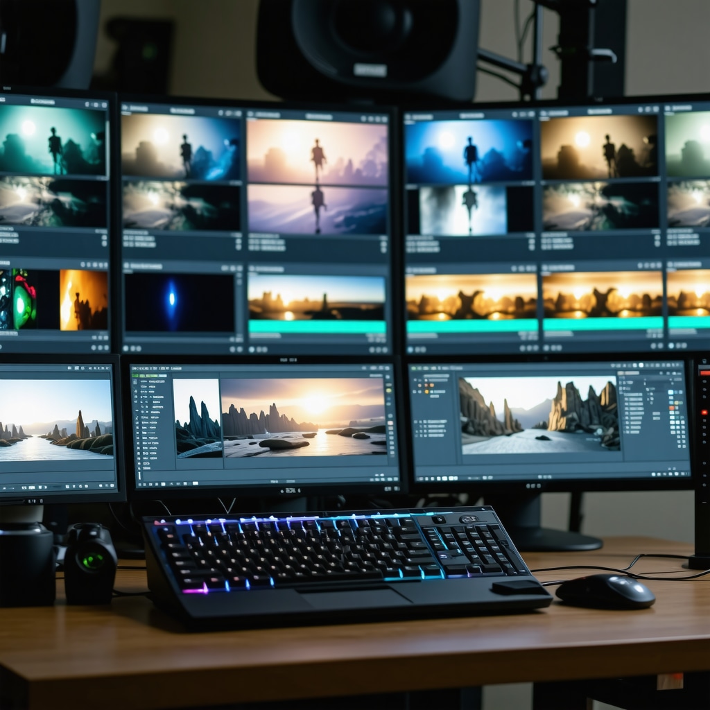 Video editing software interface displaying multi-track timeline and color grading tools