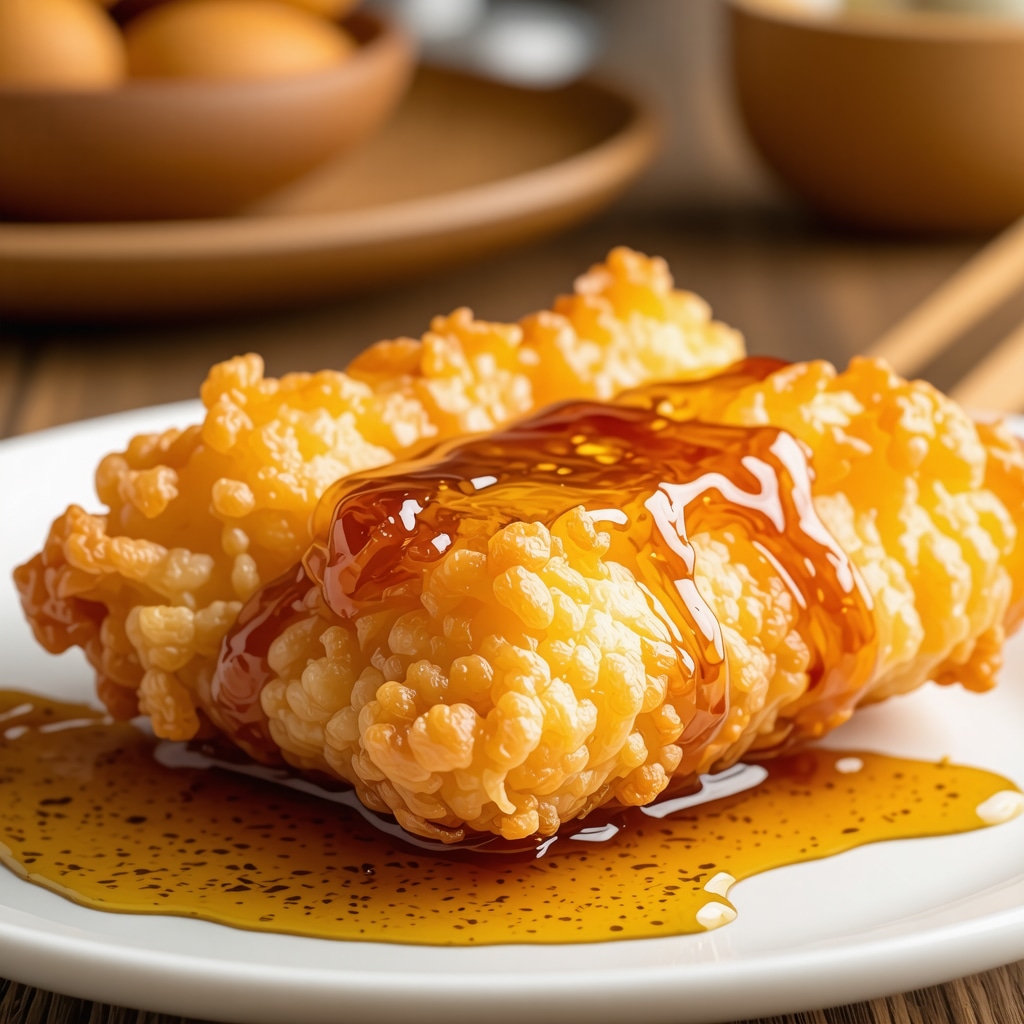 Golden crispy tulumbe with syrup soaking in a rustic kitchen setting