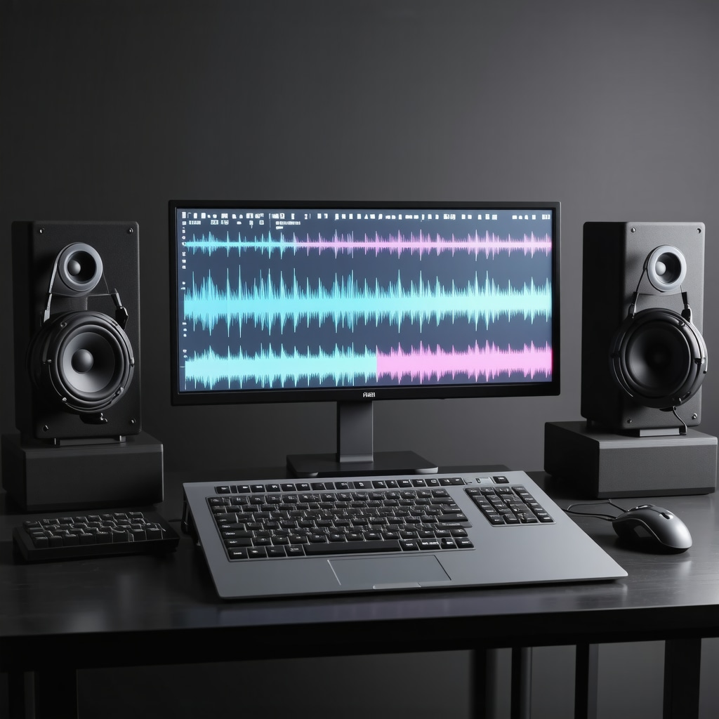 Visualization of 3D audio mixing process with binaural headphones and spatial sound waves