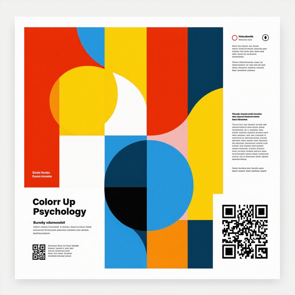 Modern digital poster design highlighting color psychology, typography, and interactive QR code for online branding