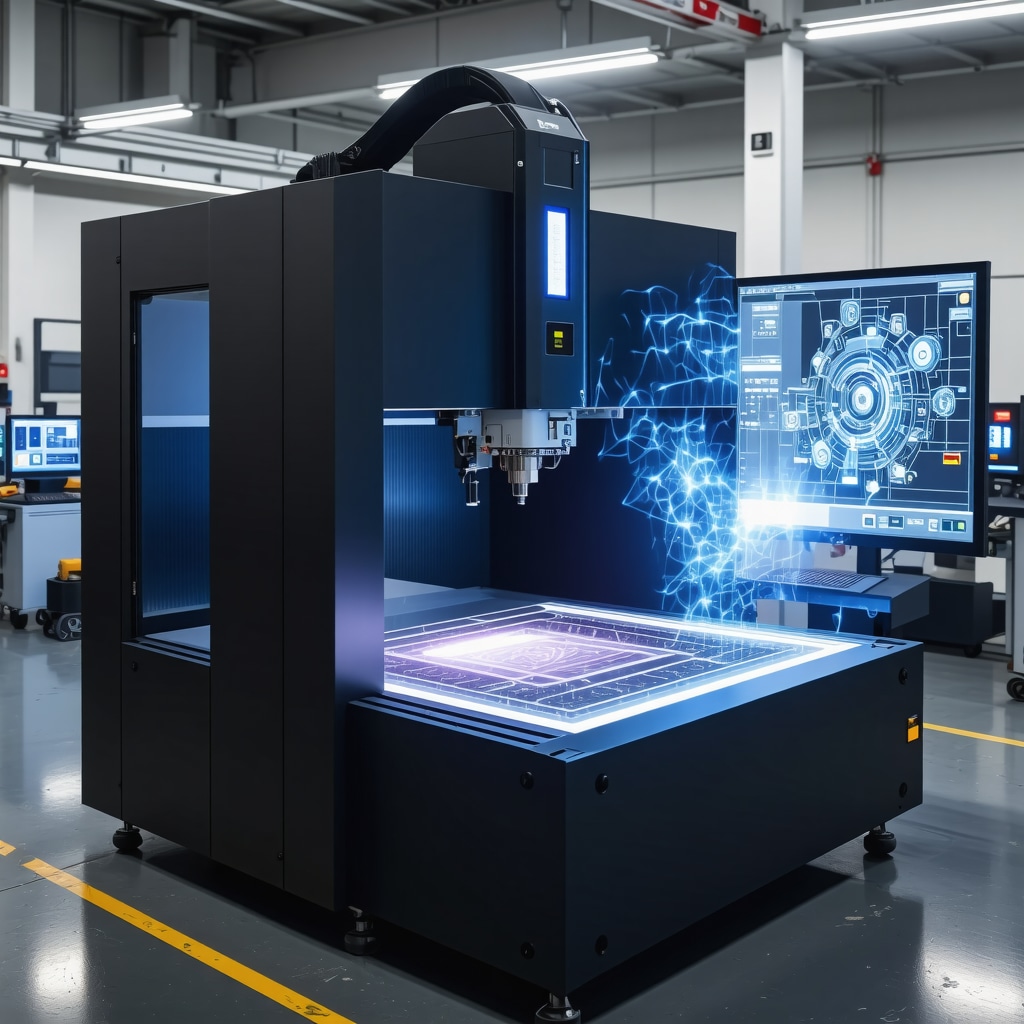 Laser engraving machine performing precise calibration with AI assistance and digital vector design display