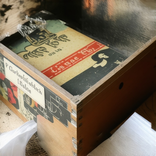 Person applying decoupage technique on a decorative box with layered paper