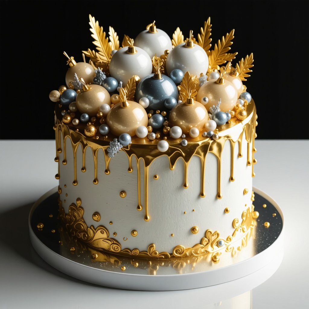 Ukrasna torta sa jestivim zlatnim detaljima, holografskim bojama i 3D elementima, moderna i sofisticirana
