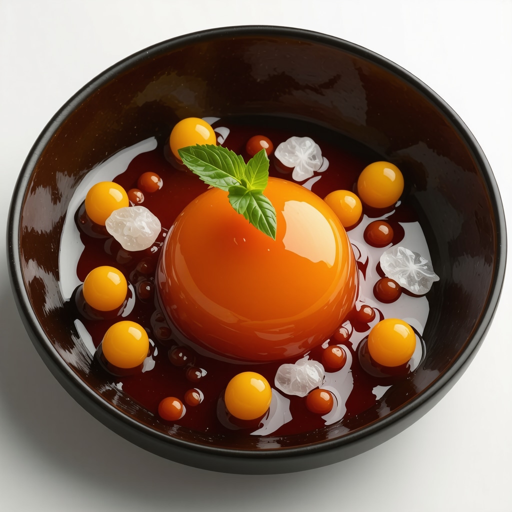 Chef applying molecular gastronomy techniques to traditional dishes in a modern laboratory setting