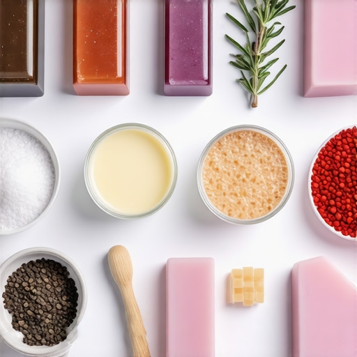 Close-up of soap making with natural ingredients and tools