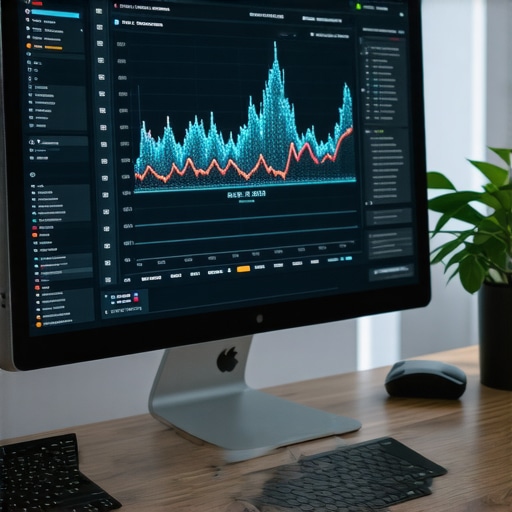 AI tools analyzing SEO data on a computer screen in a modern workspace