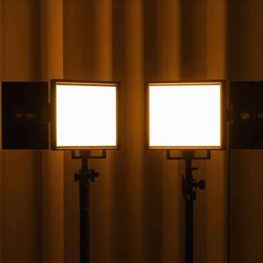 Professional LED lighting setup with adjustable panels for advanced home photography