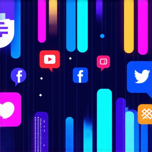 Conceptual image of digital marketing, AI, and social media icons