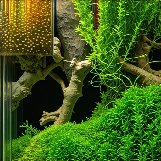 Recycled materials creatively repurposed for aquascaping in a DIY aquarium