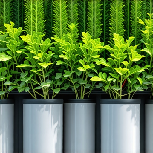 Solar-powered drip irrigation system made from recycled materials in a garden