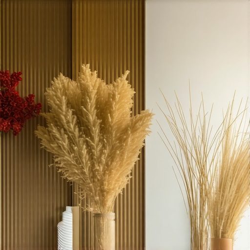 Beautiful natural decor with dried flowers, seeds, and branches in a modern home