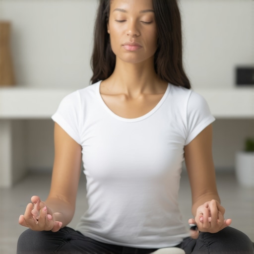 Person practicing advanced meditation techniques at home