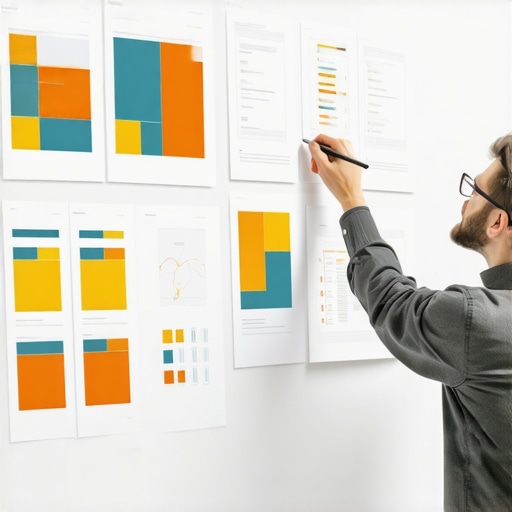Designer creating user instructions with visual elements