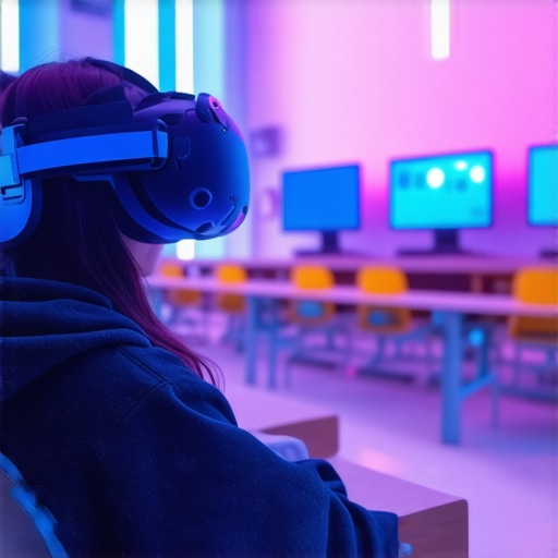 Virtual reality classroom with advanced technology and learners