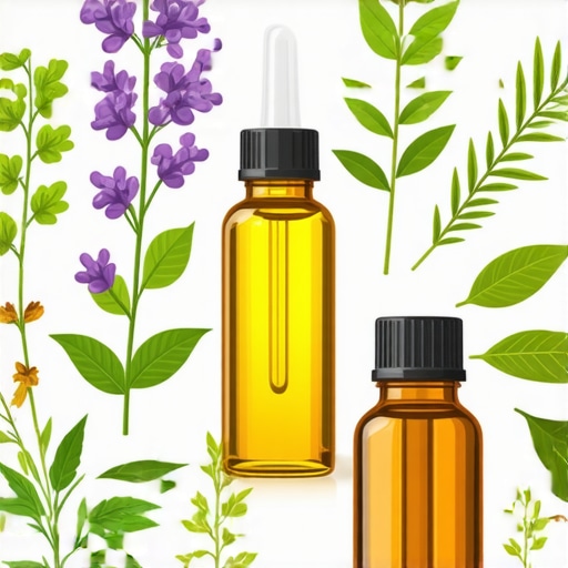 Visual of herbal extracts and essential oils used in homemade facial tonics for skin benefits.