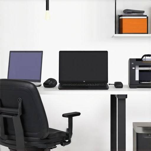 A contemporary craft studio featuring 3D printers, laser cutters, and digital design stations