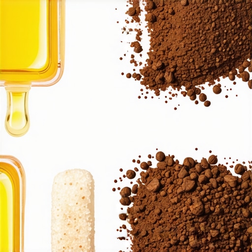 Assortment of natural ingredients for DIY skincare like honey, sugar, coffee, oats, coconut oil, lemon