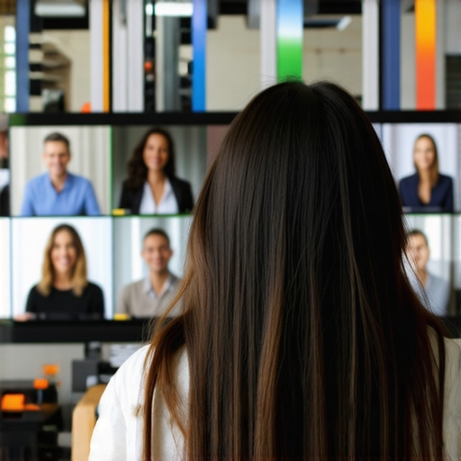 A virtual conference with diverse participants on multiple screens