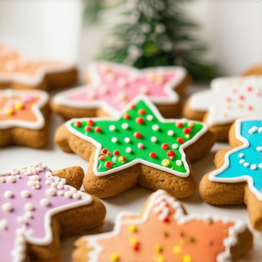 Decorated Homemade Gingerbread Cookies Close-up of decorated gingerbread cookies with colorful icing and sprinkles