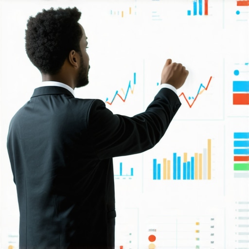 Digital planning board with graphs and charts showing real-time data