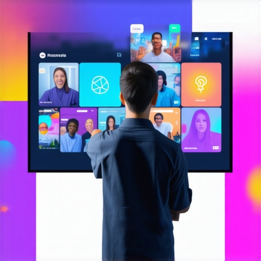 Diverse participants interacting at a modern online event with screens and interactive tools