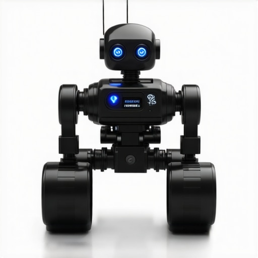 High-tech DIY robot equipped with sensors and AI in a laboratory setting