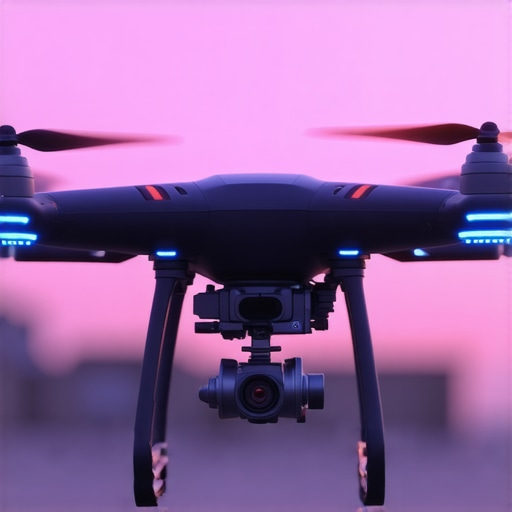 Close-up of drone sensors and AI interface in a high-tech environment