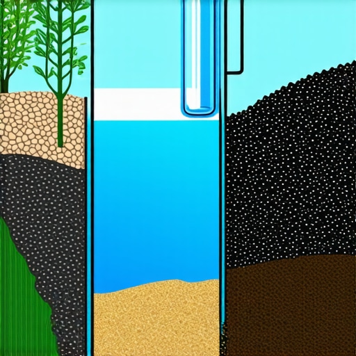 Illustration of a multi-layer water filter showing gravel, sand, activated carbon, and UV sterilizer layers