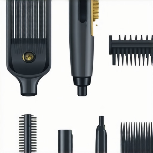 Ilustracija profesionalnih alata za oblikovanje kose sa sigurnosnim merama