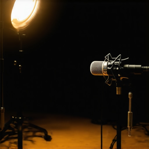 Home studio setup with LED lights and external microphone for high-quality video