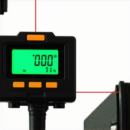 Digital level and laser measure tools used by experts in home repair
