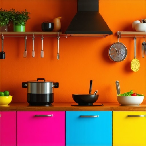 Modern kitchen with quick meal preparations and fresh ingredients.