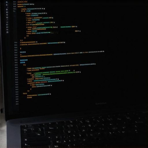 Laptop screen with schema markup code for local business optimization