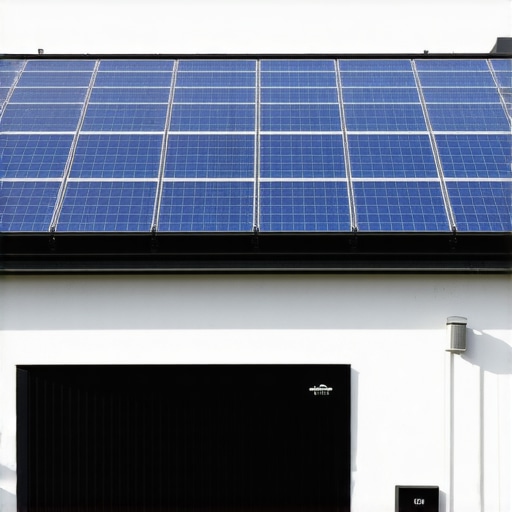 A smart home equipped with solar panels, batteries, and sensors for energy efficiency.