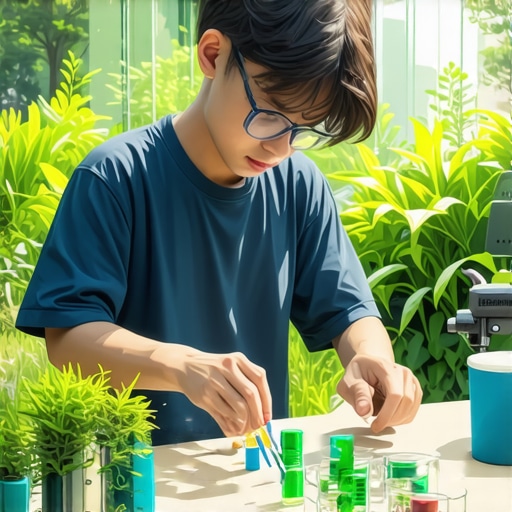 Young researcher working on eco-friendly summer projects outdoors