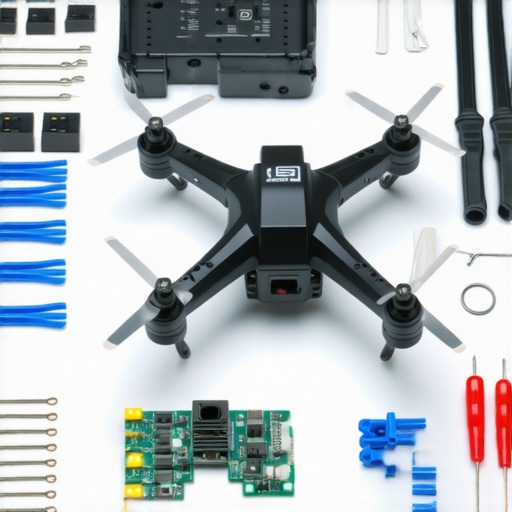 A set of drone parts and tools for beginners