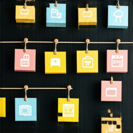 Colorful household organization chart Vivid illustration of organized home with icons and labels