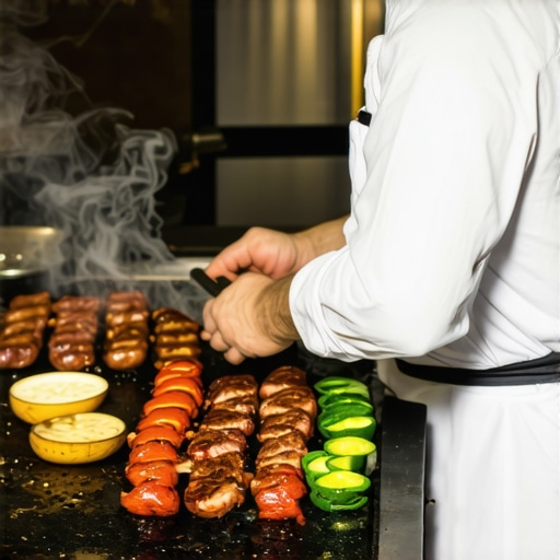 Ekspert priprema marinade za roštilj Kuhar sa marinade i mesom na roštilju