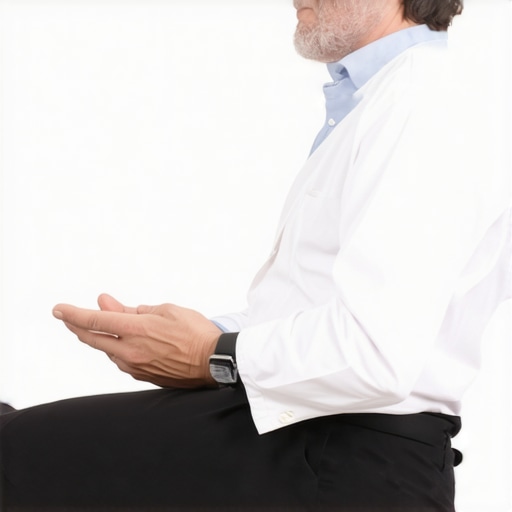 Doctor explaining natural remedies for sciatica with anatomical illustration