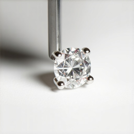 Expert jewelry artisan at work Jewelry maker carefully embedding a cubic zirconia using fine tools