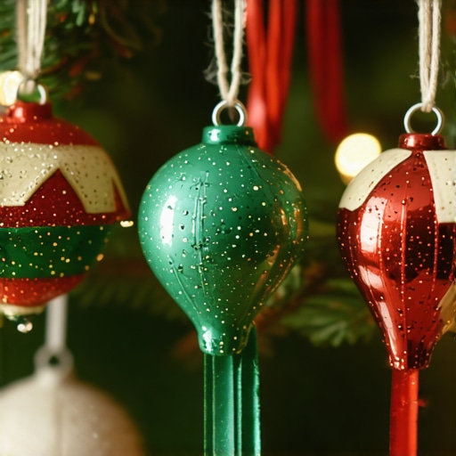 Handmade recycled Christmas ornaments on tree Close-up of eco-friendly handmade recycled Christmas ornaments hanging on a decorated Christmas tree.
