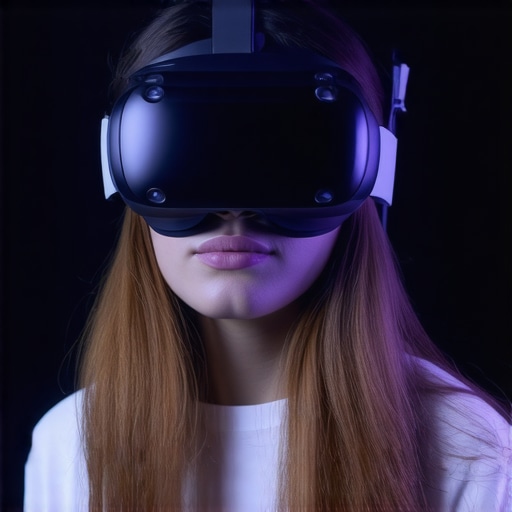 Immersive virtual reality webinar experience Person wearing VR headset participating in a high-tech webinar