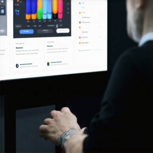 Innovative Guide Design with AI and AR Expert designing interactive guide using AI and augmented reality tools in a modern workspace