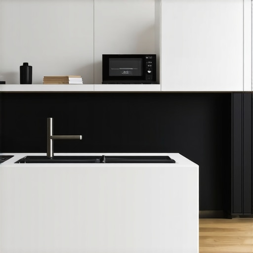 Moderno uređena mala soba sa pametnim rešenjima za skladištenje i minimalističkim dizajnom