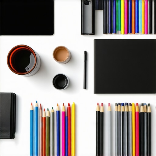 Kreativno pravljenje kataloga kod kuće Person designing a personalized catalog with art supplies and a computer